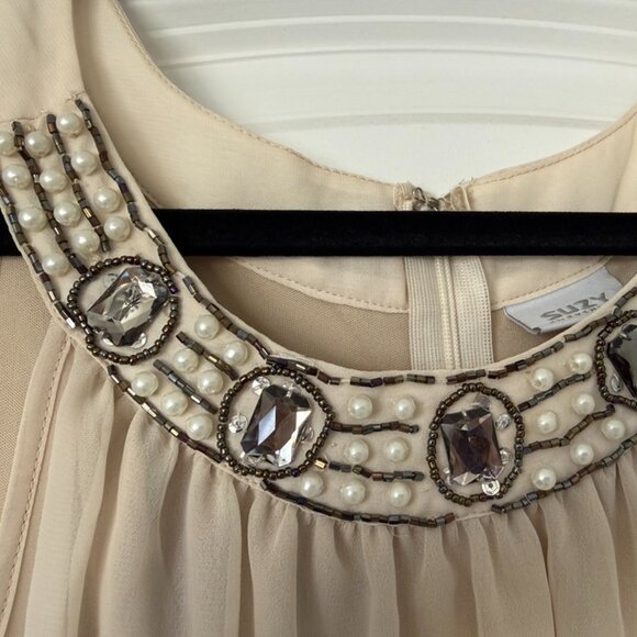 Suzy Shier Cocktail Dress | NWT | Beaded Neckline | Elegant Tailored Fit - Picture 3 of 5